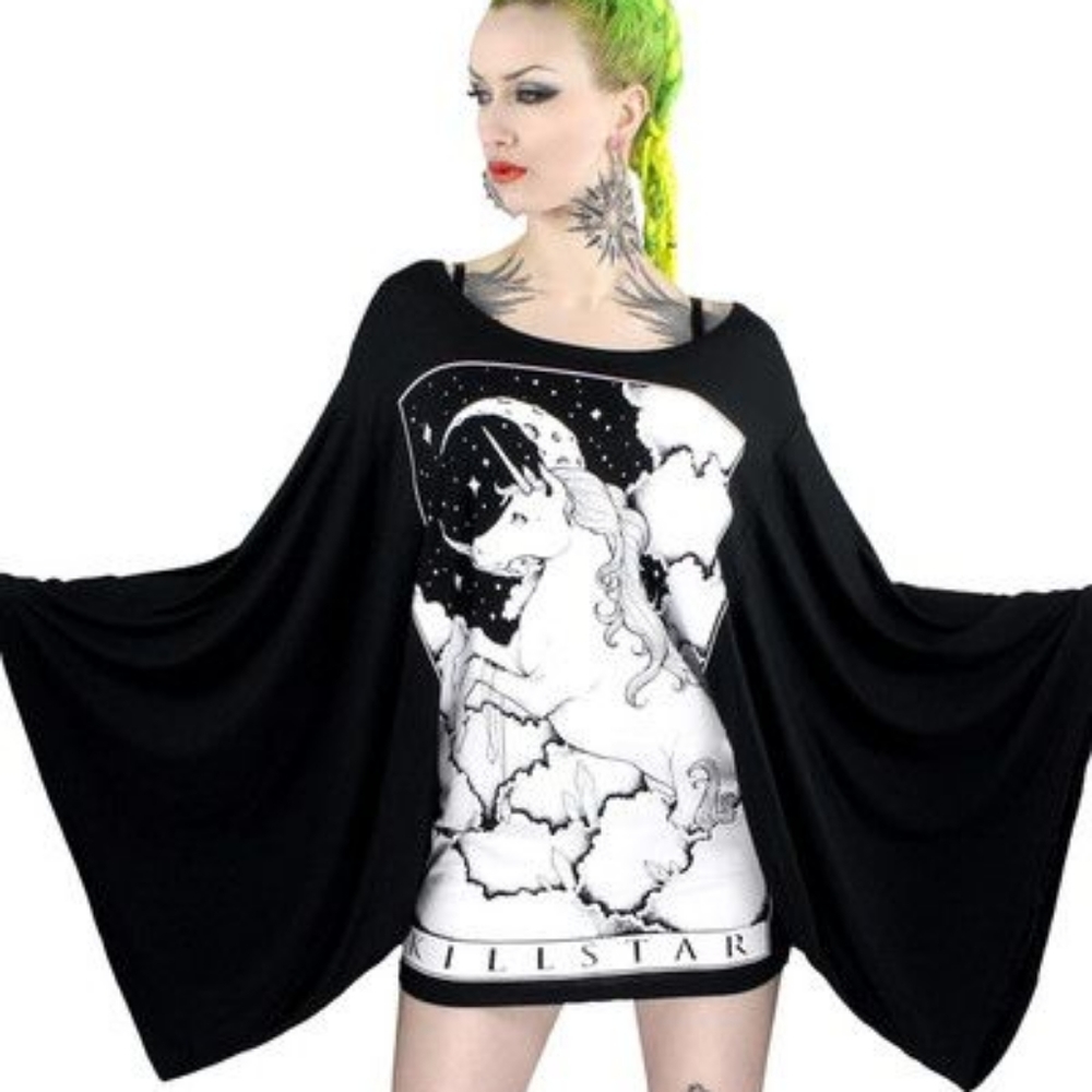 Killstar size large unicorn tarot card kimono goth dress vintage